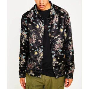 Urban Outfitters Brocade Zip Shirt Jacket Asian Chinese Oriental Dragon Bomber S
